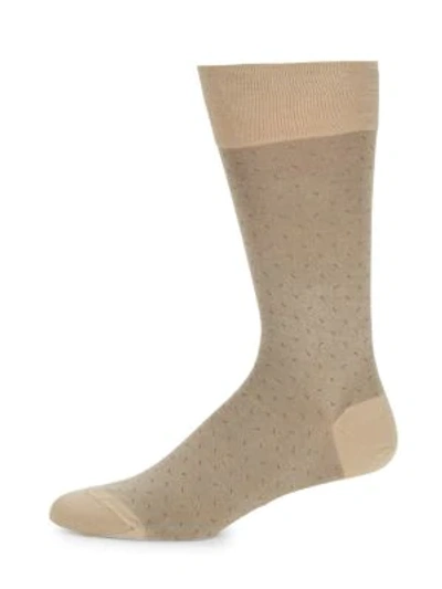 Marcoliani Men's Lisle Micro Oxford Socks In Tan