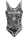Balmain Camo Logo-graphic Bodysuit In Eab Eab Noir