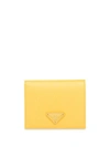 Prada Small Saffiano Leather Wallet In Yellow