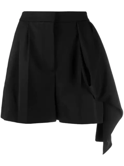 Alexander Mcqueen Draped-panel High-rise Wool Shorts In Black