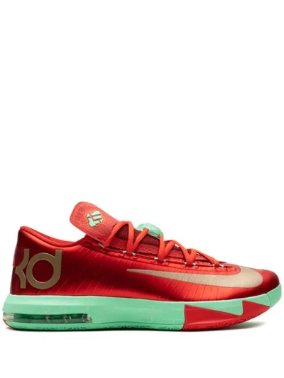 Nike Kd 6 Xmas Sneakers In Lt Crmsn/mtlc Gld Grn-grn Glw