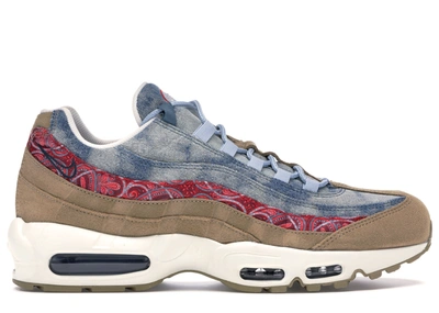 Pre-owned Nike  Air Max 95 Wild West In Parachute Beige/university Red-thunderstorm-light Armory Blue-sail-armory Navy