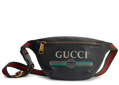 Pre-owned Gucci Print Belt Bag Vintage Logo Small Black