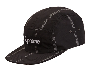 Pre-owned Supreme  Reflective Text Camp Cap Black