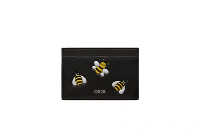 Pre-owned Dior  X Kaws Card Holder Yellow Bees Black