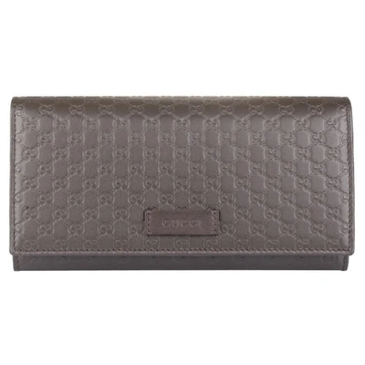 Pre-owned Gucci Continential Bifold Wallet Microssima Brown