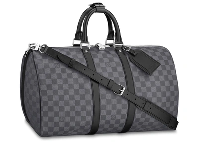 Pre-owned Louis Vuitton Keepall Bandouliere Damier Graphite 45 Black/graphite