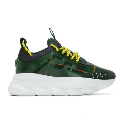 Versace Chain Reaction Sneakers In Green Yellow