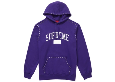 Pre-owned Supreme Studded Hooded Sweatshirt (fw18) Purple