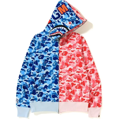 Pre-owned Bape Abc Separate Shark Full Zip Hoodie Blue/pink