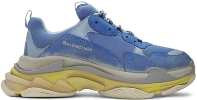 Pre-owned Balenciaga  Triple S Ssense In Blue/yellow