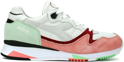 Pre-owned Diadora  V7000 Afew Highly Addictive In White/green Ash/burnt Coral