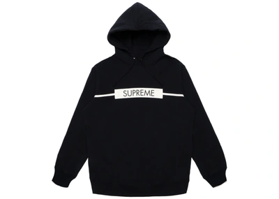 Pre-owned Supreme  Chest Twill Tape Hooded Sweatshirt Black