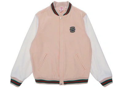 Pre-owned Supreme  Lacoste Wool Varsity Jacket Peach