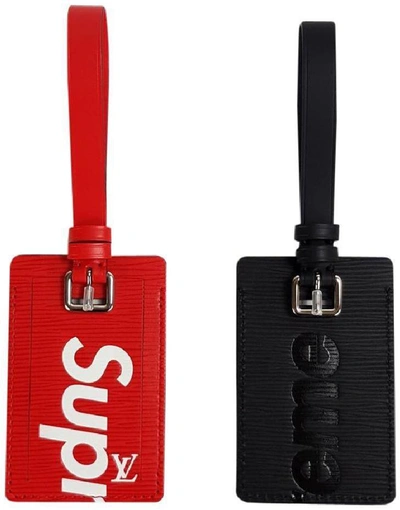 Pre-owned Supreme Louis Vuitton X  Luggage Tag Set Epi Black/red