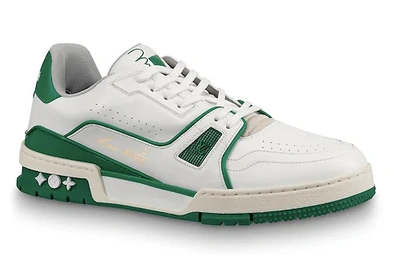 Pre-owned Louis Vuitton  Lv Trainer Sneaker Low White Green In White/green