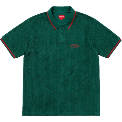 Pre-owned Supreme  Cable Knit Terry Polo Dark Green