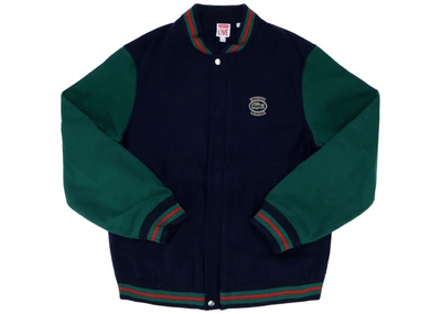 Pre-owned Supreme  Lacoste Wool Varsity Jacket Navy