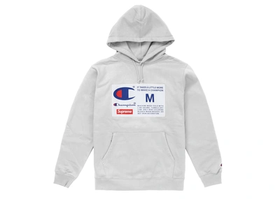 Pre-owned Supreme  Champion Label Hooded Sweatshirt Ash Grey