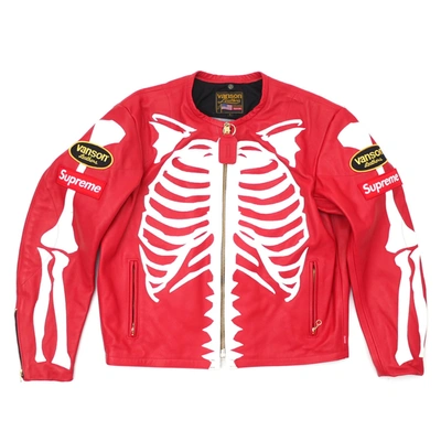 Pre-owned Supreme  Vanson Leather Bones Jacket Red