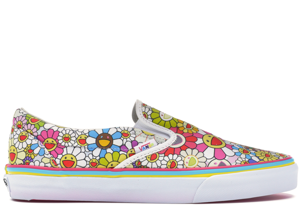 multi colored vans slip on