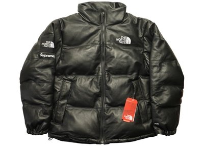 Pre-owned Supreme  The North Face Leather Nuptse Jacket Black