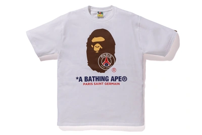 Pre-owned Bape X Psg Ape Head Tee White | ModeSens