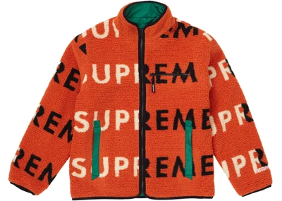 Pre-owned Supreme  Reversible Logo Fleece Jacket Orange