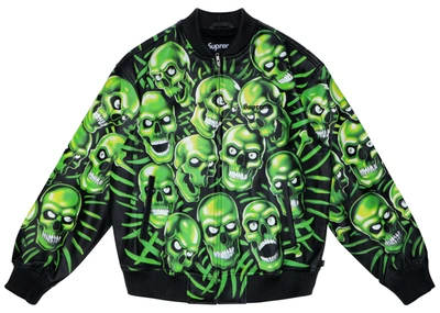 Pre-owned Supreme  Skull Pile Leather Bomber Jacket Green