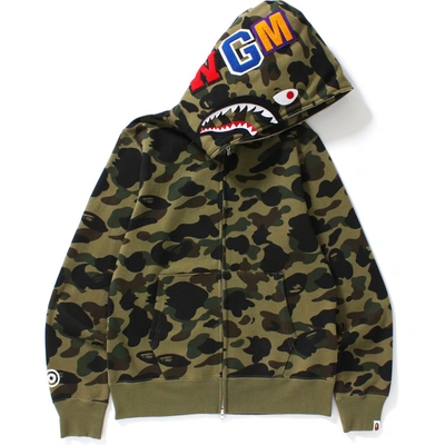 Pre-owned Bape  1st Camo Shark Full Zip Hoodie Green