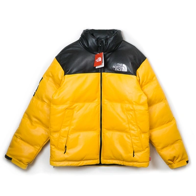Pre-owned Supreme  The North Face Leather Nuptse Jacket Yellow
