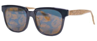 Pre-owned Bape Bs13073 2017 New Year Edition Sunglasses Black/gold