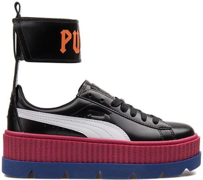 Pre-owned Puma Ankle Strap Rihanna Fenty Black (women's) In  Black/ White-redbud-clematis