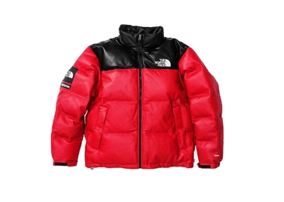 Pre-owned Supreme  The North Face Leather Nuptse Jacket Red
