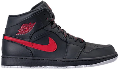 Pre-owned Jordan 1 Retro Mid Anthracite Gym Red In Anthracite/gym Red-white  | ModeSens