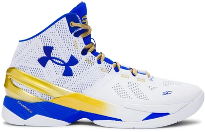 Pre-owned Under Armour Ua Curry 2 Gold Rings In White/metallic Gold/team Royal