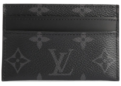 Pre-owned Louis Vuitton Card Holder Porte Cartes Double Monogram Eclipse Black/grey