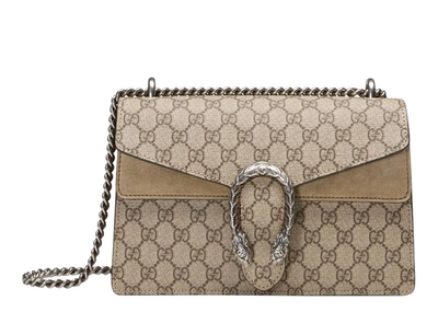Pre-owned Gucci  Dionysus Shoulder Bag Gg Supreme Small Taupe