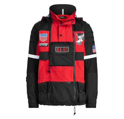 Pre-owned Polo Ralph Lauren Winter Stadium Jacket Injection Red/polo Black