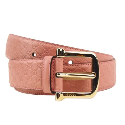 Pre-owned Gucci Signature Belt Ssima Embossed Pink