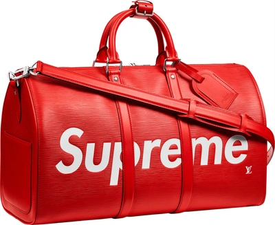Pre-owned Supreme Louis Vuitton X  Keepall Bandouliere Epi 45 Red