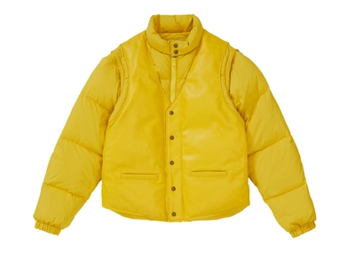 Pre-owned Supreme Schott Down Leather Vest Puffy Jacket Yellow
