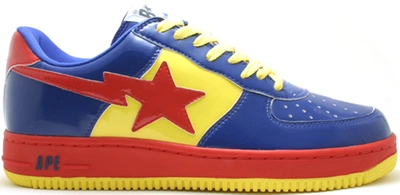 Pre-owned Bape A Bathing Ape Sta Dc Comics Superman In Navy/yellow-red