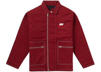 Pre-owned Supreme  Nike Double Zip Quilted Work Jacket Burgundy