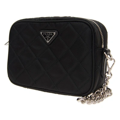 Pre-owned Prada  Crossbody Quilted Tessuto Mini Black