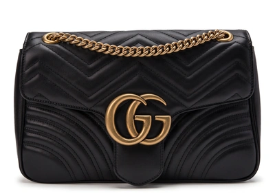 Pre-owned Gucci  Gg Marmont Shoulder Bag Matelasse Medium Black