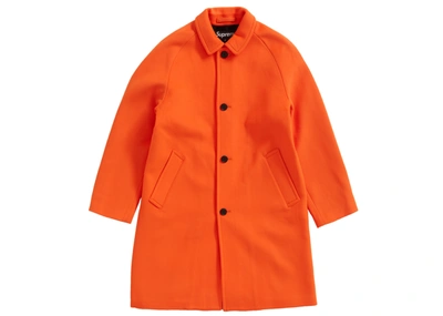 Pre-owned Supreme  Wool Trench Coat Neon Orange