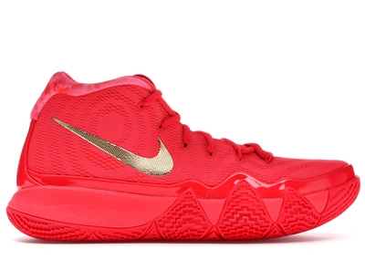 Pre-owned Nike  Kyrie 4 Red Carpet In Red Orbit/metallic Gold