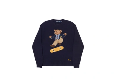 Pre-owned Palace Ralph Lauren Skate Polo Bear Sweater Aviator Navy |  ModeSens