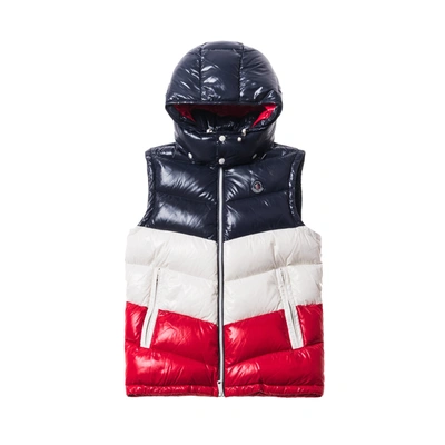 Pre-owned Kith Moncler Pelat Down Vest Navy/red